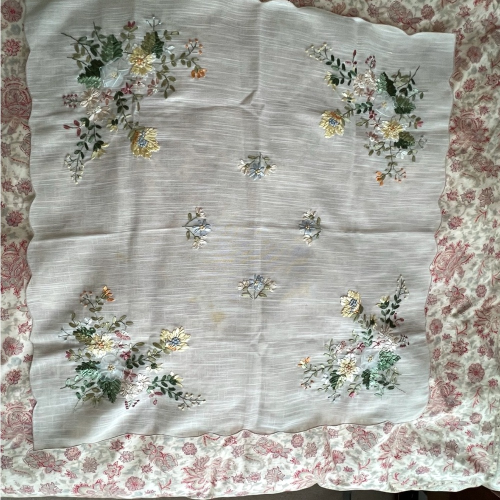 Floral Embroidered Tablecloth